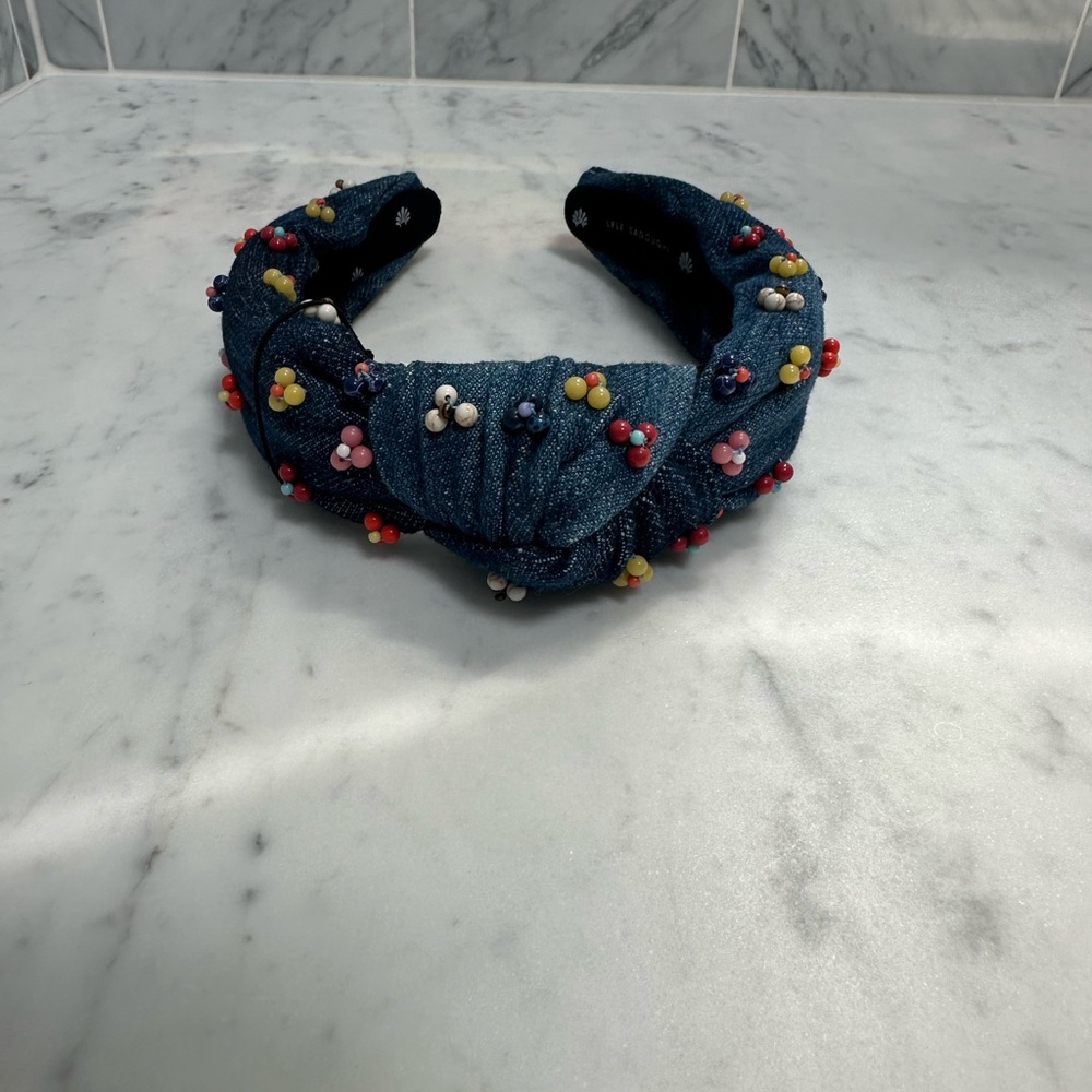 Lele sadoughi Denim cactus flower headband